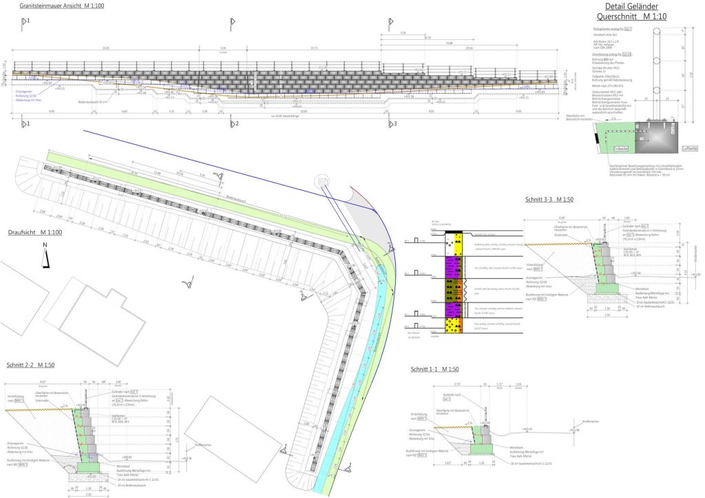 Planung Granitblockwand und Stützwand durch ALTMANN bei Ausbau B20 bei Falkenberg